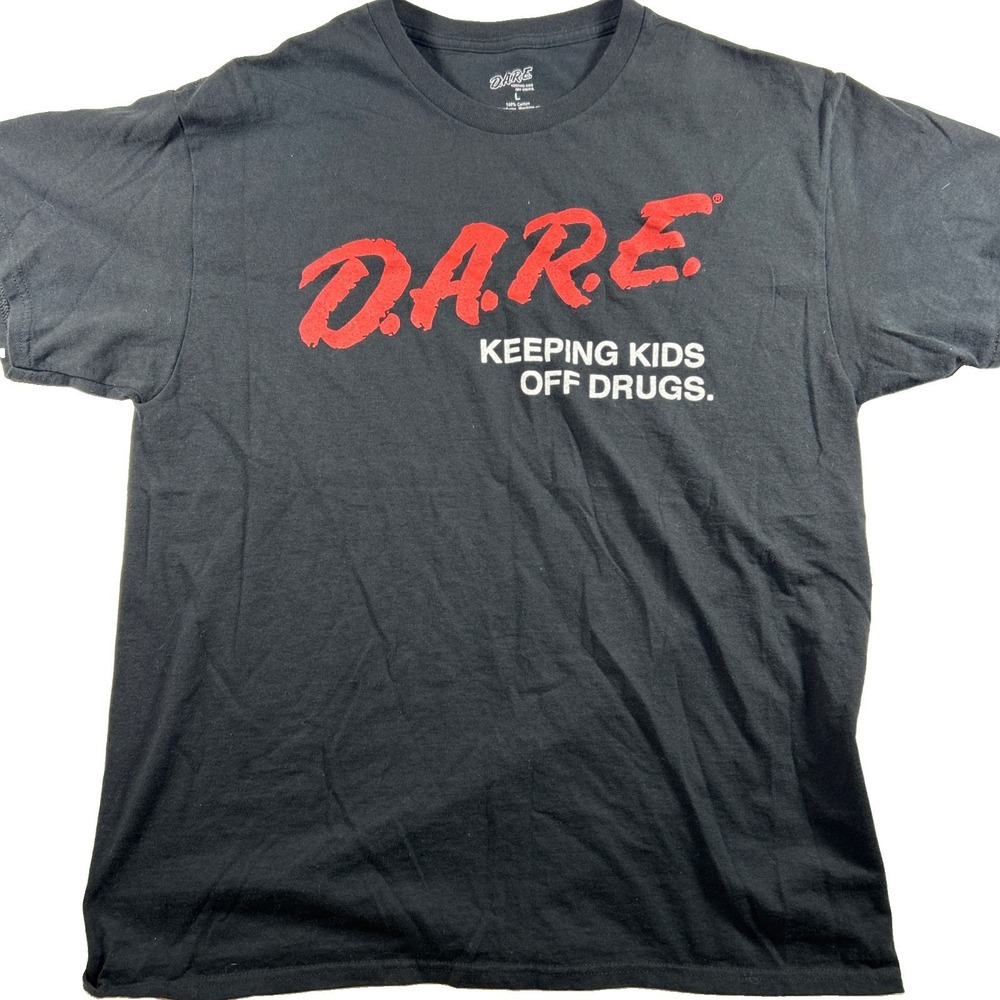 DARE Keeping Kids Off Drugs Graphic T-Shirt Black Large Retro Streetwear Tee